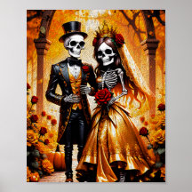 Cryptic Love - Halloween Skeleton Couple Painting