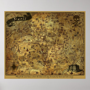 Cryptic Treasure Map of Paris Poster