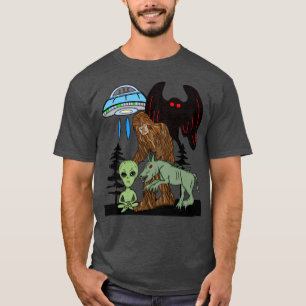 Cryptid Big Foot Alien Mothman UFO Chupacabra  T-Shirt