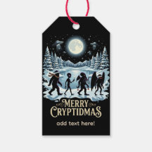 Cryptid Christmas Bigfoot Alien Mothman Gift Tag