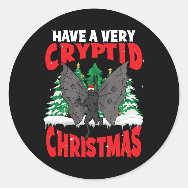 Cryptid Christmas Cryptozoology Merry Mothmas Moth Classic Round Sticker (Front)