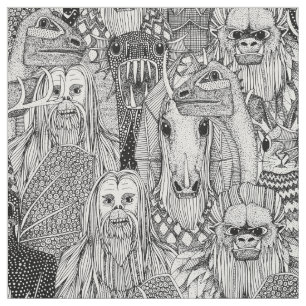 cryptid crowd black white fabric