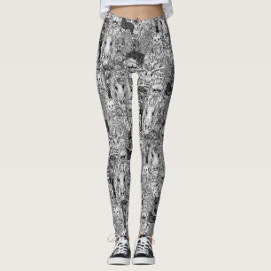 cryptid crowd black white leggings