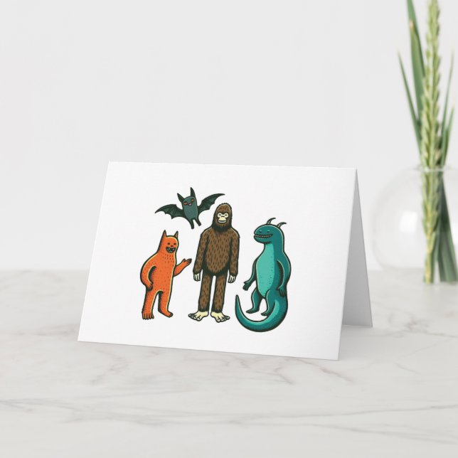 Cryptid Friends: Baby Bodysuit One-sie w/ Bigfoot Thank You Card (Front)