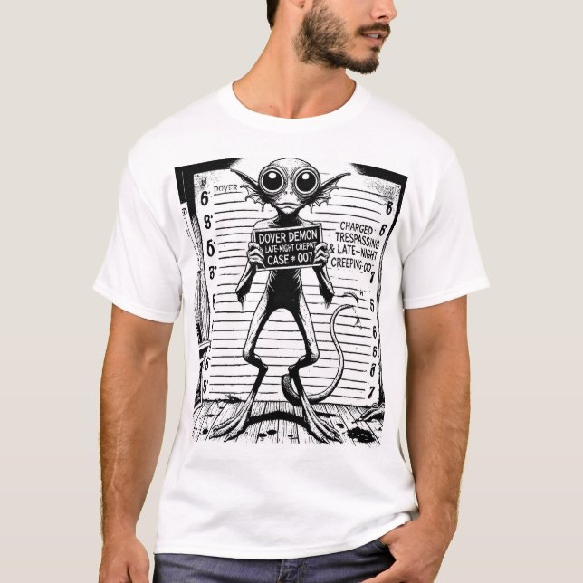 Cryptid Mugshots: The Dover Demon T-Shirt (Front)