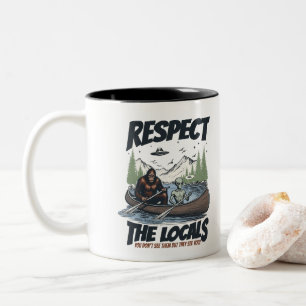 Cryptid Sasquatch Alien UFO Canoe Graphic Two-Tone Coffee Mug