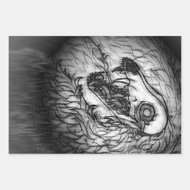 Cryptid: Snow Wasset Sketch  Wrapping Paper Sheet (Front)