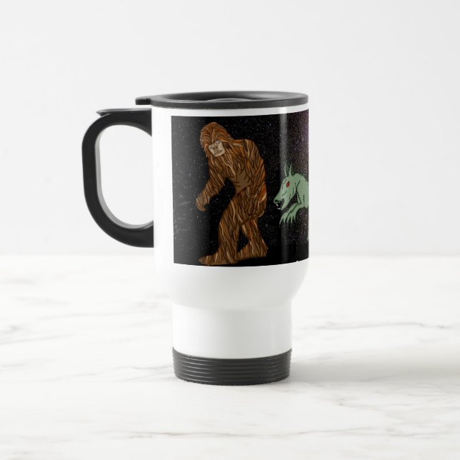 Cryptid, UFO,  Big Foot, Chupacabra, Alien  Travel Mug (Left)
