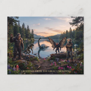Cryptids Bigfoot, Chupa, Mothman, Dogman Loch Postcard