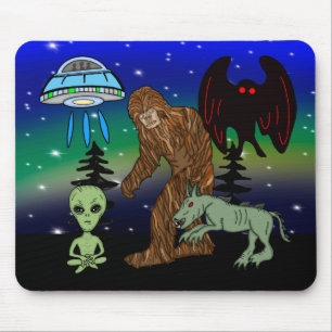 Cryptids, Bigfoot, Sasquatch, Mothman, Alien, UFO  Mouse Mat