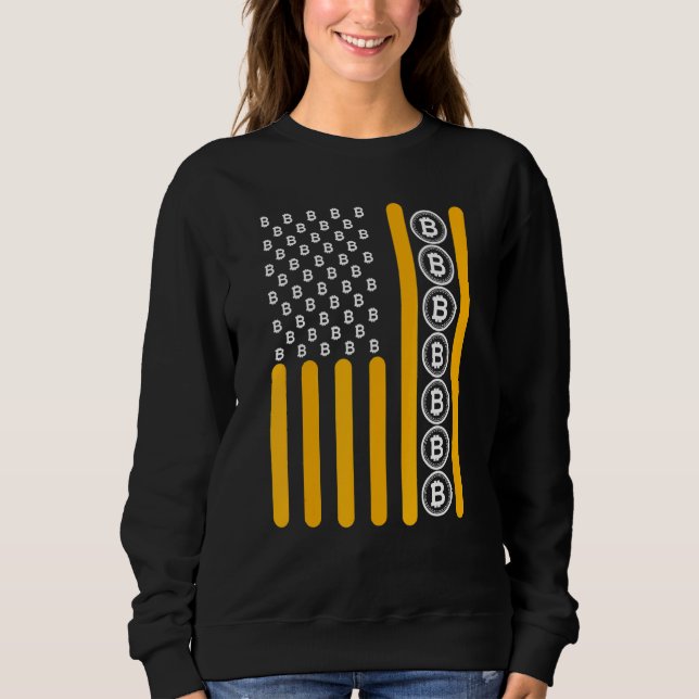 Crypto Bitcoin Cryptocurrency Blockchain Hodl Flag Sweatshirt (Front)