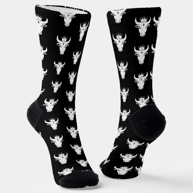 Crypto Bull Black Socks (Angled)