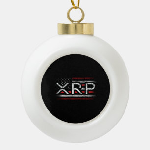 Crypto Currency - XRP Cryptocurrency American Flag Ceramic Ball Christmas Ornament
