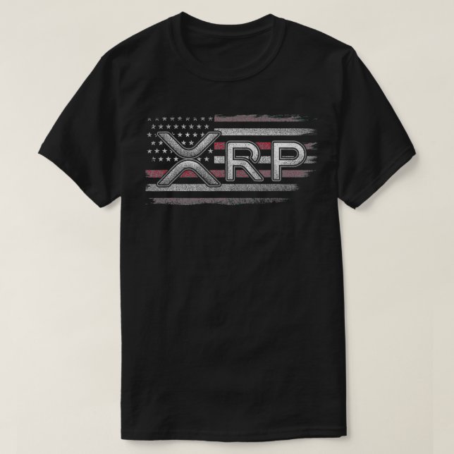 Crypto Currency  Xrp Cryptocurrency  American Flag T-Shirt (Design Front)