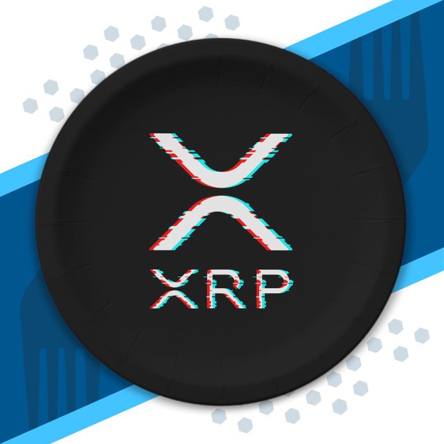 Crypto Currency XRP Glitch Cryptocurrency Meme Paper Plate (Creator Uploaded)