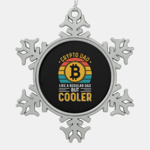 Crypto Dad Retro Sunset Snowflake Pewter Christmas Ornament