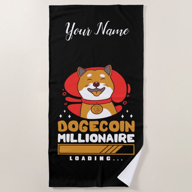 Crypto DogeCoin Millionaire Loading Beach Towel (Front)