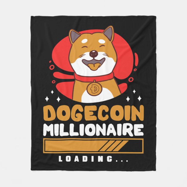 Crypto DogeCoin Millionaire Loading Fleece Blanket (Front)