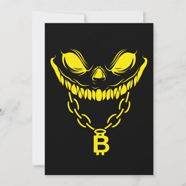 Crypto Face Bitcoin Cryptocurrency BTC Money Gift Invitation (Front)