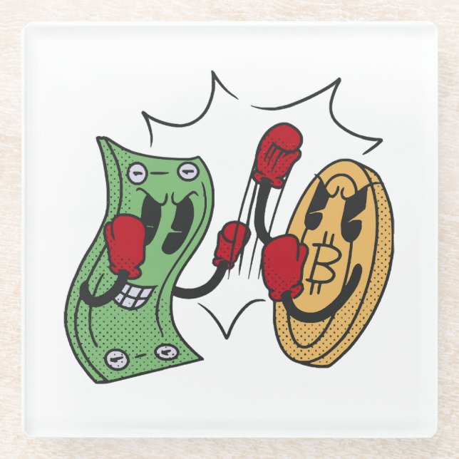 Crypto Fight Club Glass Coaster (Front)