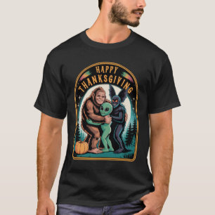 Crypto Friends Hugging Bigfoot Mothman Alien Thank T-Shirt