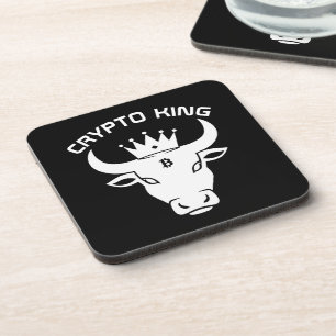 Crypto King Personalised Black Coaster