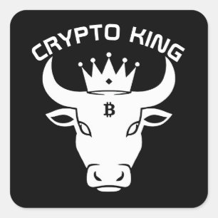 Crypto King Personalised Black Square Sticker