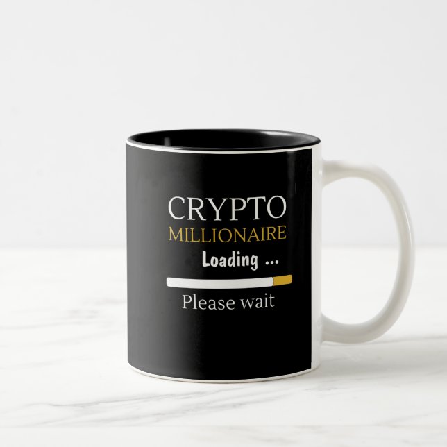 Crypto Millionaire Loading funny online trading Two-Tone Coffee Mug (Right)