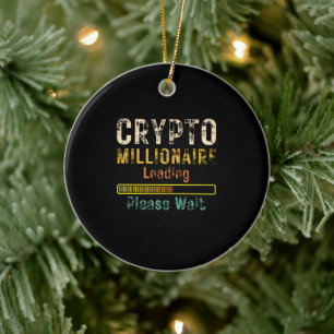 Crypto Millionaire Loading retro vintage Ceramic Tree Decoration