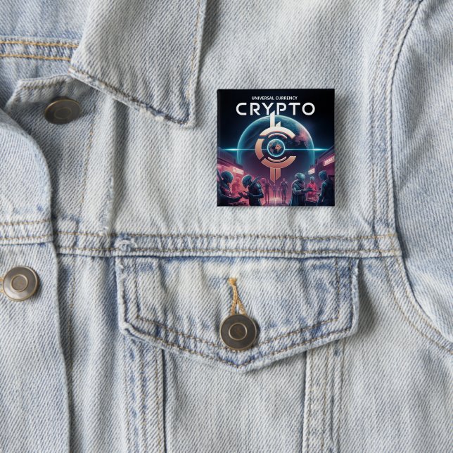Crypto Planet 15 Cm Square Badge (In Situ)