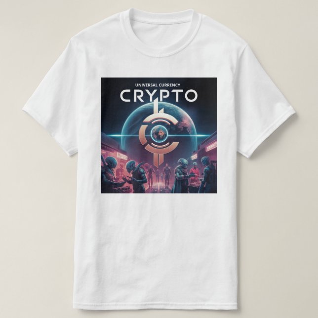 Crypto Planet White T-Shirt (Design Front)