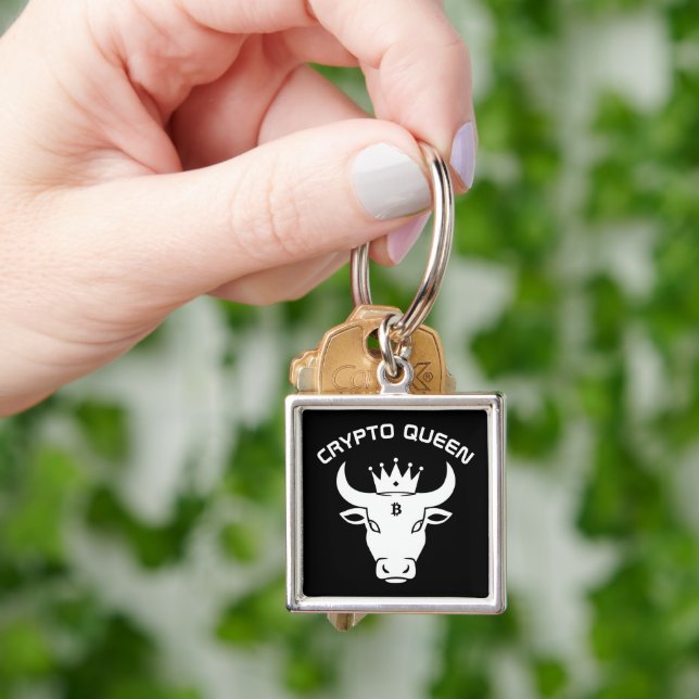 Crypto Queen Personalised Black Key Ring (Hand)