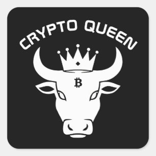 Crypto Queen Personalised Black Square Sticker