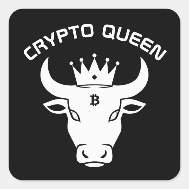 Crypto Queen Personalised Black Square Sticker (Front)