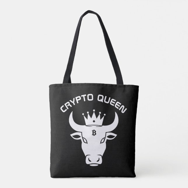 Crypto Queen Personalised Black Tote Bag (Back)