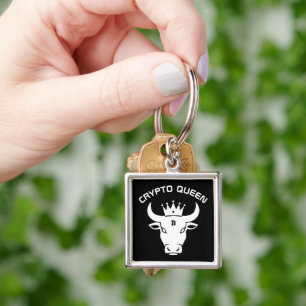 Crypto Queen Personalized Black Key Ring