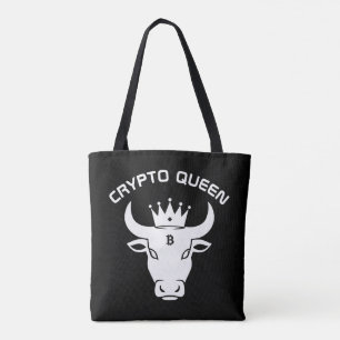 Crypto Queen Personalized Black Tote Bag