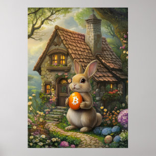 Crypto Rabbit Hole Easter Bunny Painting Poster