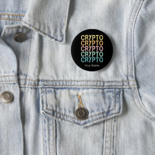 Crypto Retro Lettering Design For Cryptocurrency 6 Cm Round Badge