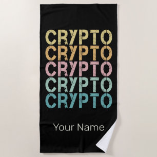 Crypto Retro Lettering Design For Cryptocurrency Beach Towel