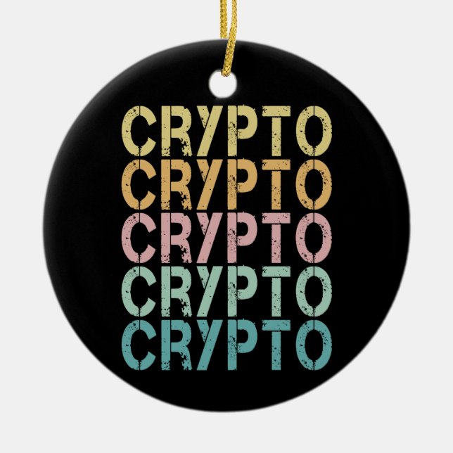 Crypto Retro Lettering Design For Cryptocurrency Ceramic Tree Decoration (Front)