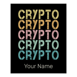 Crypto Retro Lettering Design For Cryptocurrency Poster