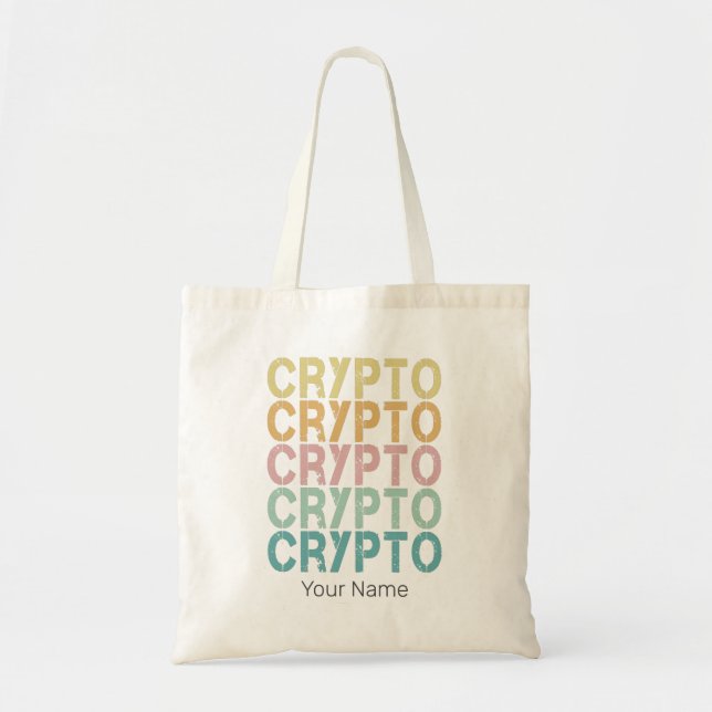 Crypto Retro Lettering Design For Cryptocurrency Tote Bag (Front)