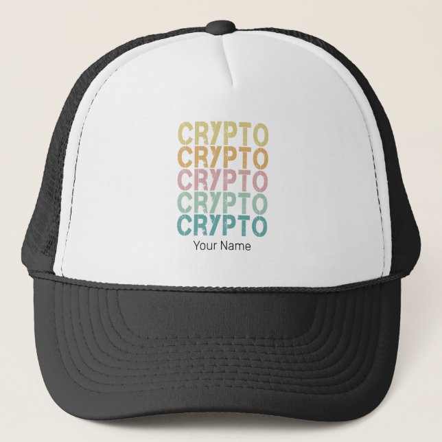 Crypto Retro Lettering Design For Cryptocurrency Trucker Hat (Front)