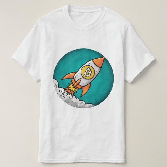 Crypto Rocket: Bitcoin to the Moon! T-Shirt (Design Front)
