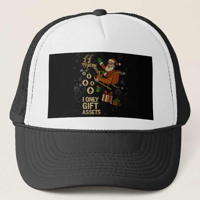 Crypto Sleigh Ride™ Santa ETH for Web3 Holiday Trucker Hat (Front)