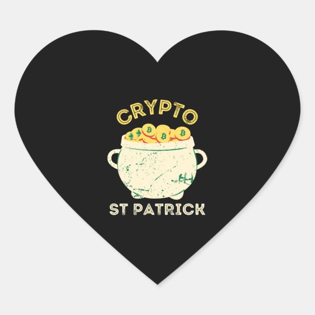 Crypto St Patrick St Patricks Day Heart Sticker (Front)