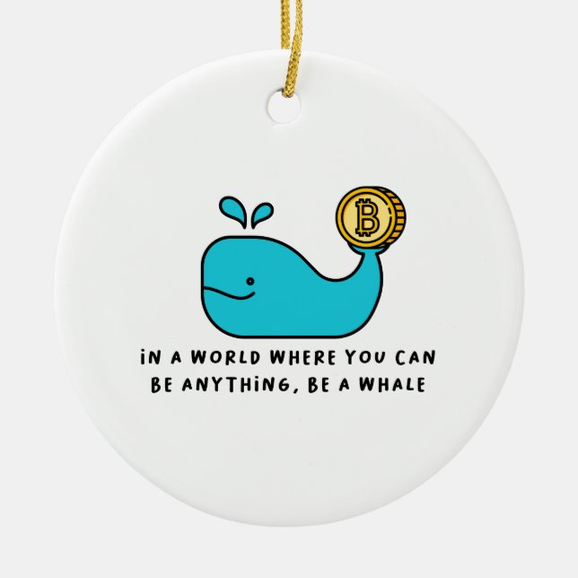 Crypto Whale T-Shirt Ceramic Tree Decoration (Front)