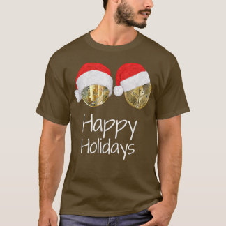 Cryptocurrencies Bitcoin Ethereum Santa Hat HAPPY  T-Shirt