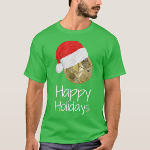 Cryptocurrencies Ethereum Santa Hat HAPPY HOLIDAYS T-Shirt